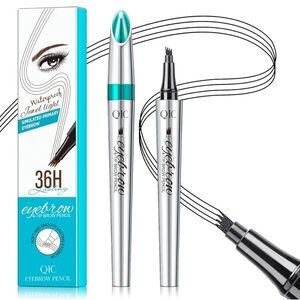 Eyebrow Pencil 4 Tip Microblading Pen Waterproof Smudge-Proof 4# Black